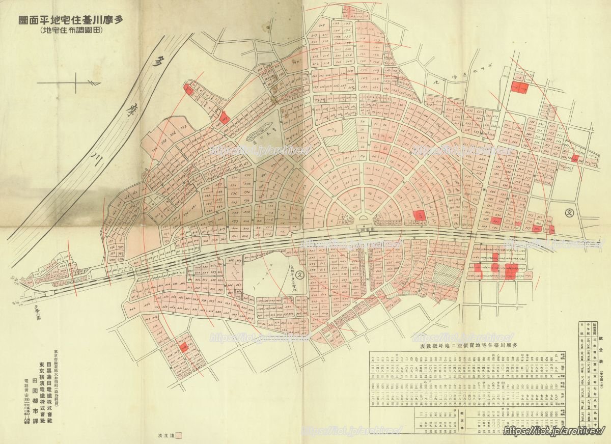 多摩川台住宅地平面図（田園調布住宅地）